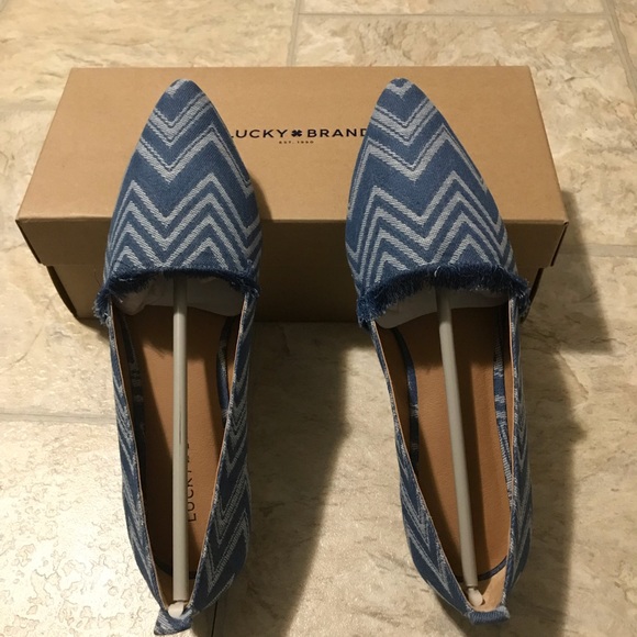 LUCKY BRAND DENIM POINTY TOE BALLET SIZE 8 - Picture 2 of 4